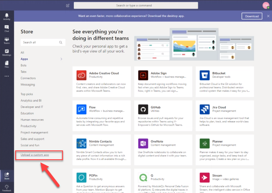 Microsoft Teams Integration Setup - Adding the app manually – Crewhu